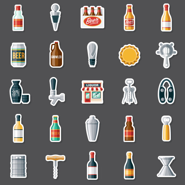 酒类商店贴纸套装图片下载