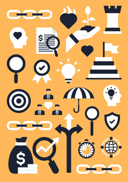 核心价值与图标相关的平行线横幅设计图片下载