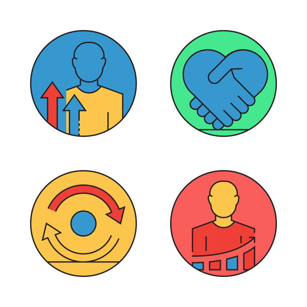 核心价值相关的平面线图标，轮廓向量符号插图。图片下载