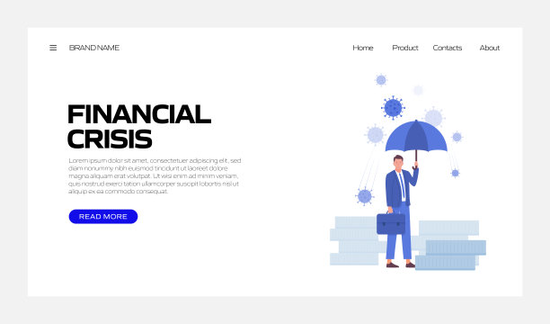 经济，金融危机和衰退的概念矢量插图登陆页面模板，网站横幅，广告和营销材料，在线广告，业务演示等。图片下载