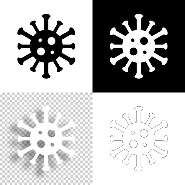 病毒的细胞。图标设计。空白，白色和黑色背景-线图标图片下载