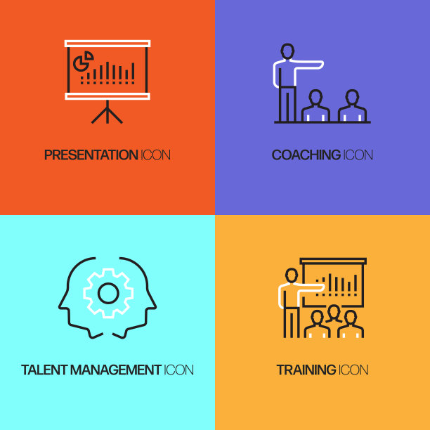 业务人员相关的线图标，轮廓向量符号插图。图片下载