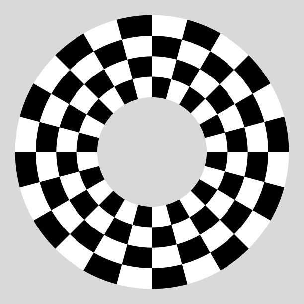 圆盘上同心圆上的黑色和白色的方格扇区图片下载