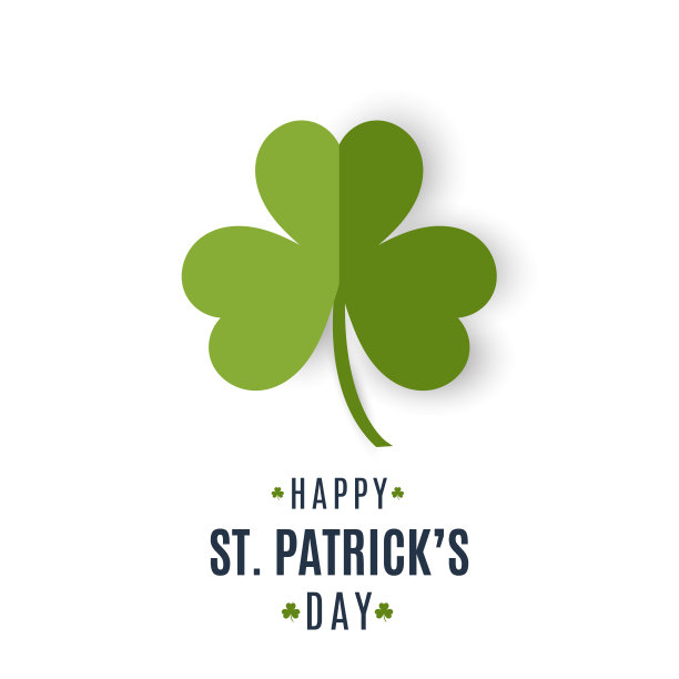 圣帕特里克节卡片纸三叶草。向量图片下载