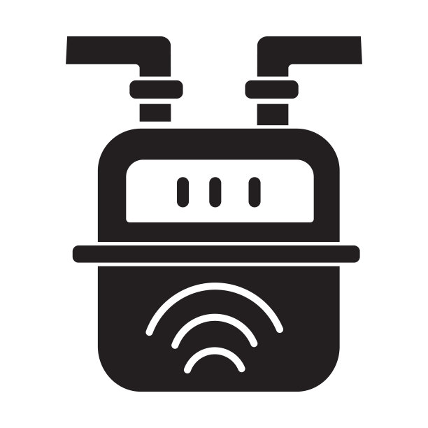 家用效率天然气表图标-固体100%黑色填充图片下载