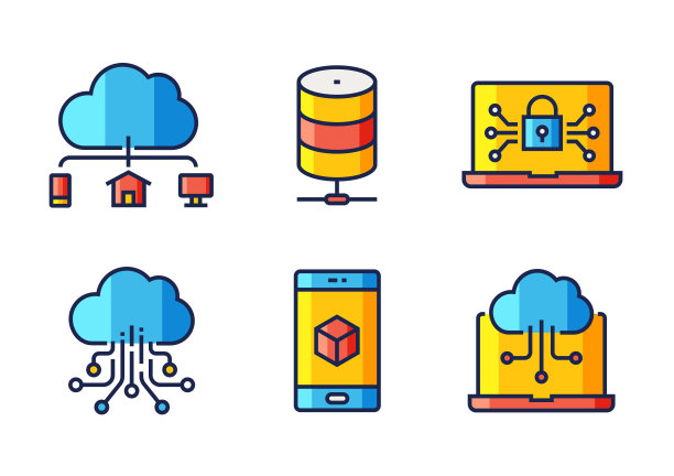 工业4.0扁平风格线条图标矢量插画图片下载