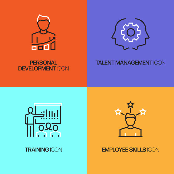 业务人员相关的线图标，轮廓向量符号插图。图片下载