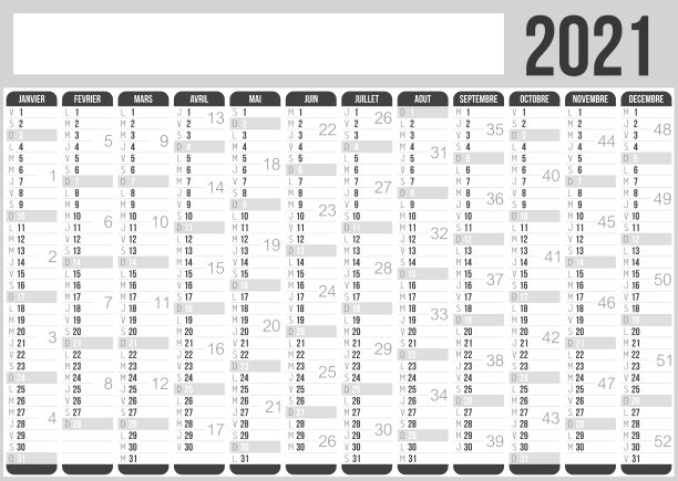 法国2021年日历图片下载