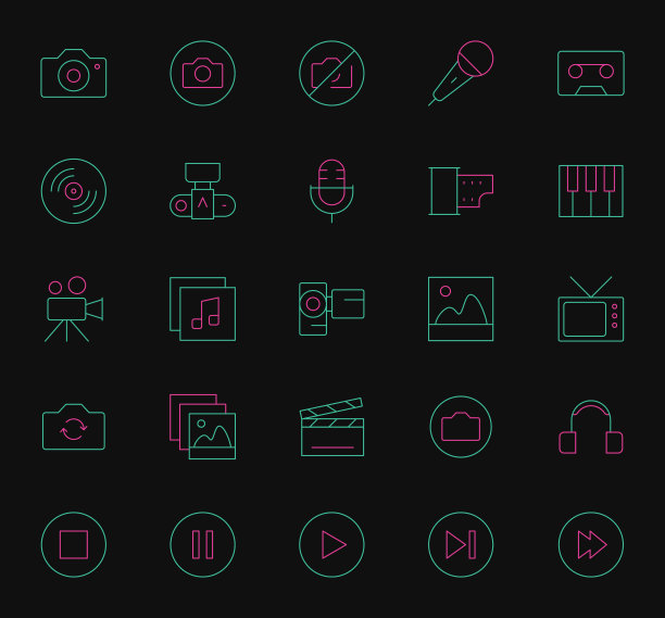 多媒体图标集图片下载