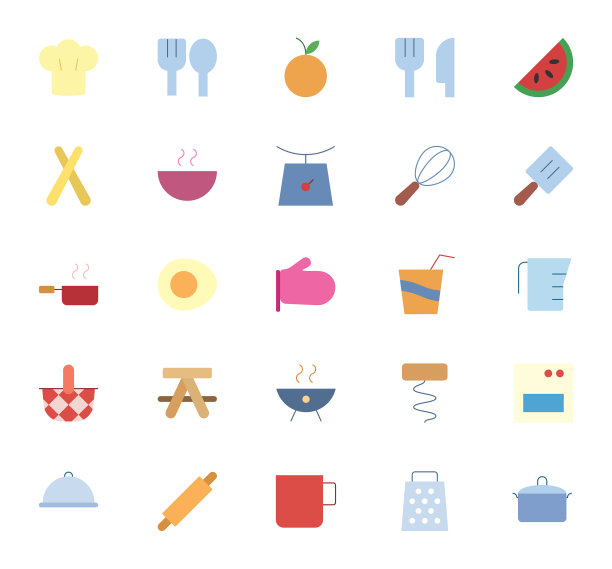 食物和饮料图标设置图片下载