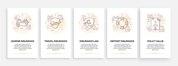 带有平面图标的移动应用页面屏幕。用户体验，用户界面设计模板矢量插图图片下载