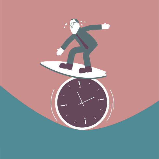 一个人在时钟上冲浪。图片下载