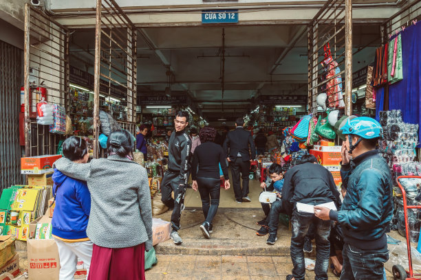 河内老城区的街景图片下载