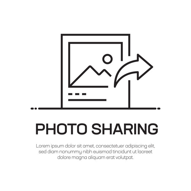图片分享矢量线图标-简单的细线图标，优质的设计元素图片下载