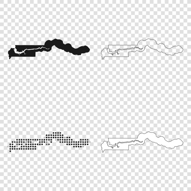 冈比亚地图设计-黑色，轮廓，马赛克和白色图片下载