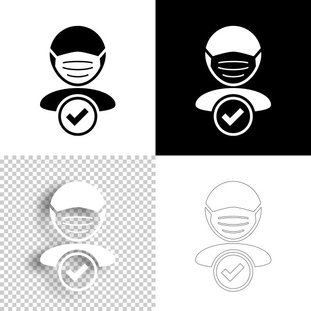 面罩。图标设计。空白，白色和黑色背景-线图标图片下载