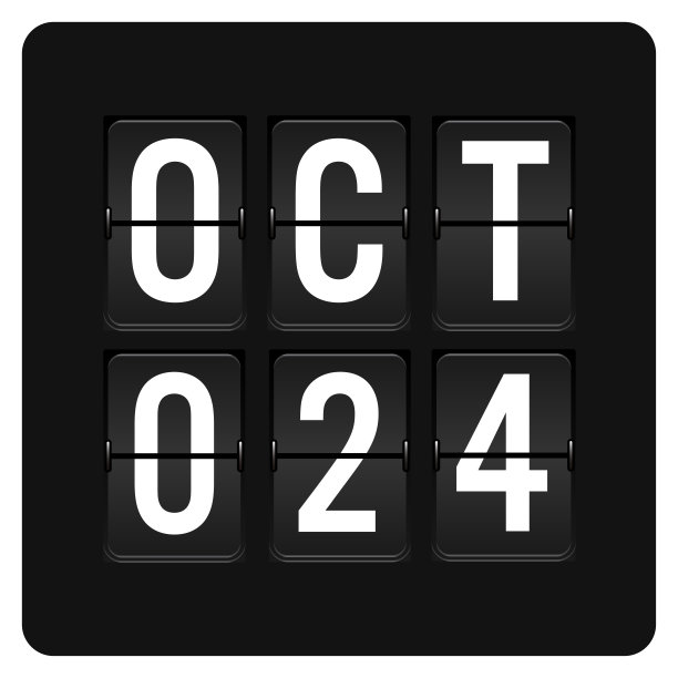 10月24日-每日日历和黑色翻转记分牌数字计时器与日期图片下载