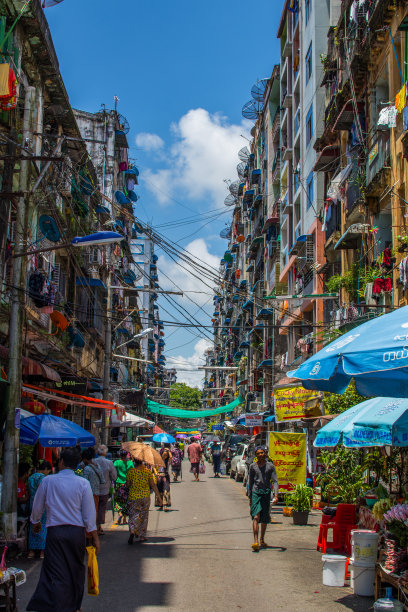 缅甸仰光的街景图片下载