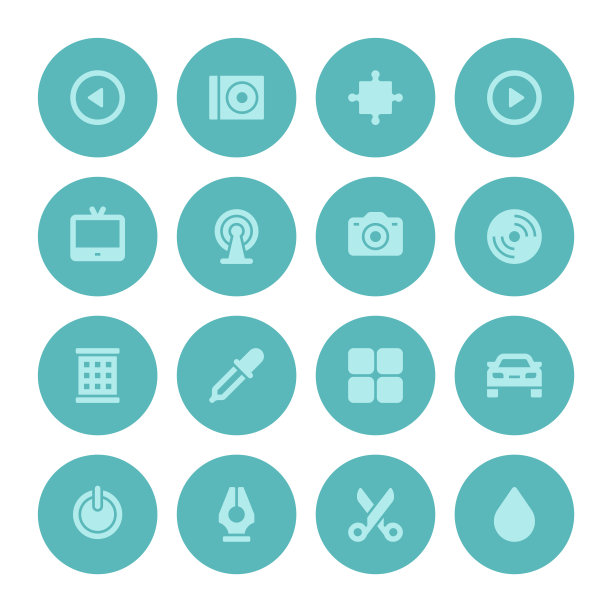 平面图标矢量设置和长阴影效果的网页设计图片下载