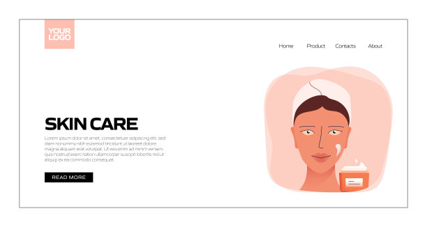 皮肤护理概念彩色矢量插图在平面卡通风格。美容，身体护理和化妆品相关的现代矢量插图的网站着陆页图片下载