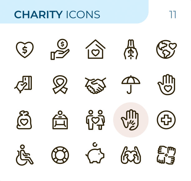 慈善-像素完美的单色线条图标图片下载
