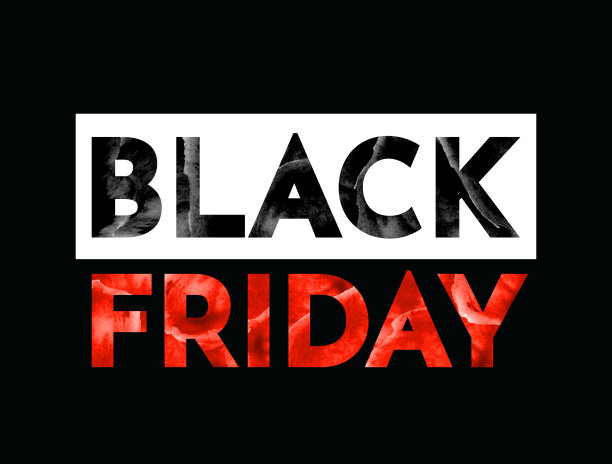 黑色星期五水彩文字黑色背景。向量图片下载