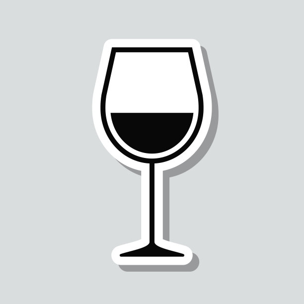 酒杯。灰色背景上的图标贴纸图片下载