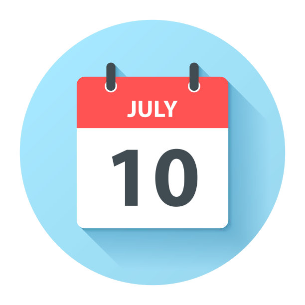 7月10日-圆形日日历图标在平面设计风格图片下载
