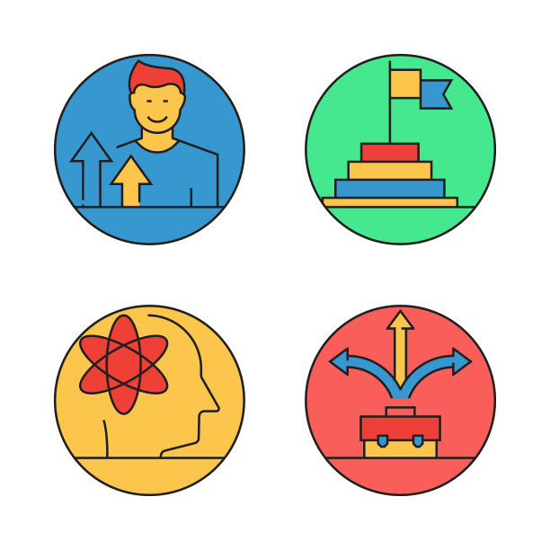 指导和培训相关的扁平线条图标。轮廓矢量符号插图。图片下载