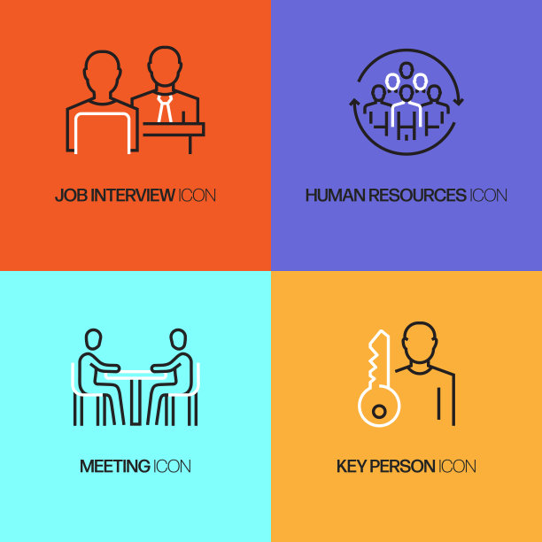 业务人员相关的线图标，轮廓矢量符号插图。图片下载