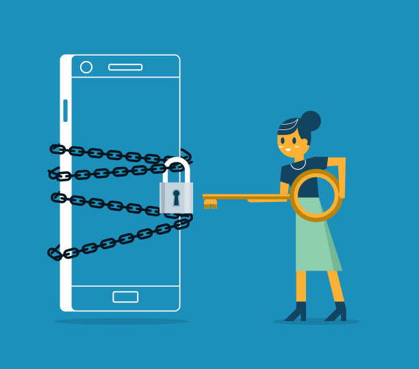 锁链和锁定的移动电话-商人女人图片下载