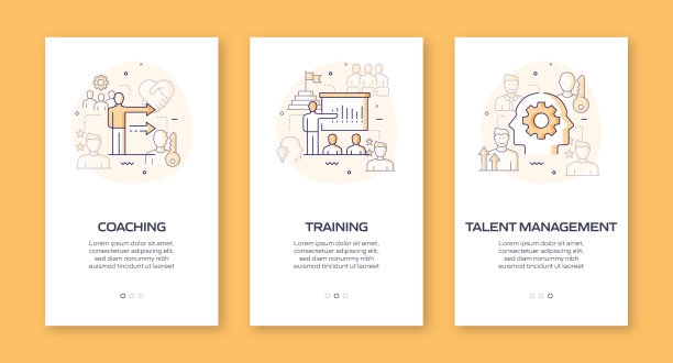 商务人士对平板图标的移动应用页面屏幕的概念。用户体验，用户界面设计模板矢量插图图片下载