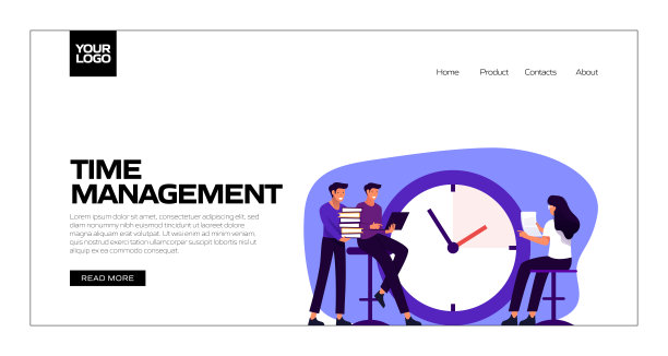 时间管理概念矢量插图登陆页面模板，网站横幅，广告和营销材料，在线广告，业务演示等。图片下载