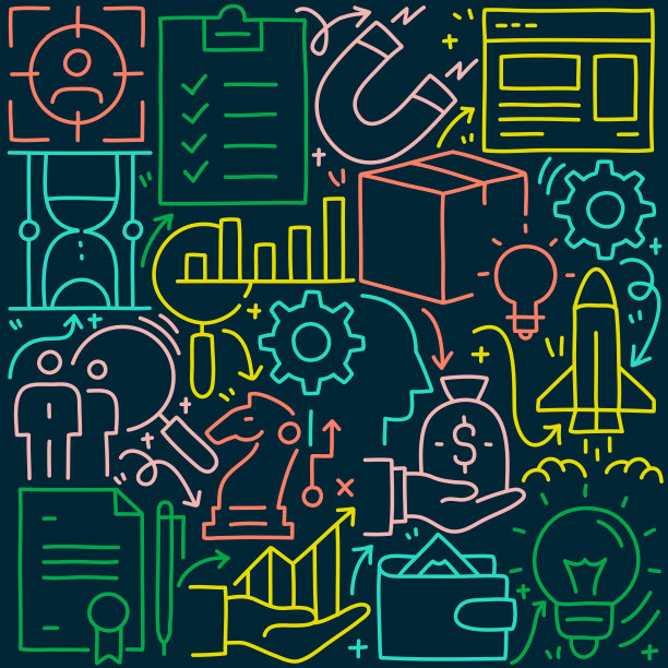 商业相关的涂鸦插图。手绘矢量业务符号和图标。图片下载