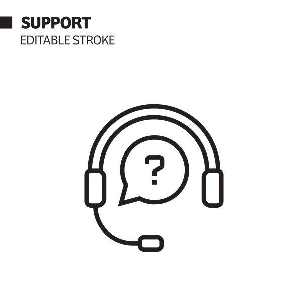 支持线图标，轮廓矢量符号插图。图片下载
