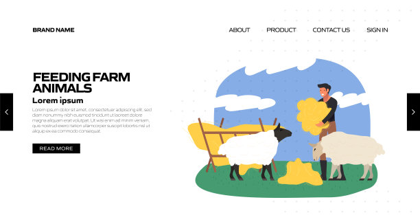 饲养农场动物概念矢量插图登陆页面模板，网站横幅，广告和营销材料，在线广告，业务演示等。图片下载
