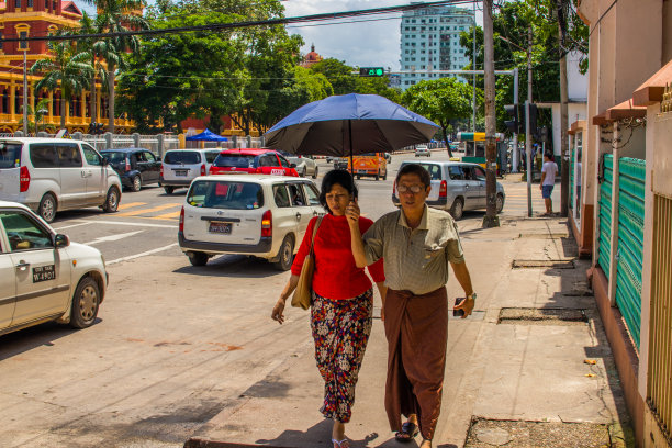 缅甸仰光的街景图片下载