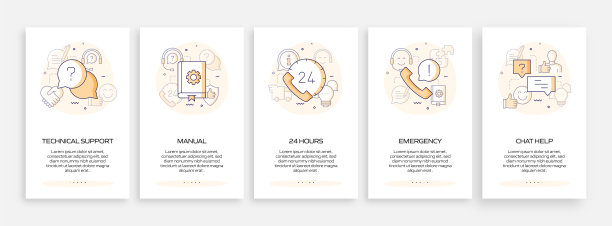 带有平面图标的移动应用页面屏幕。用户体验，用户界面设计模板矢量插图图片下载