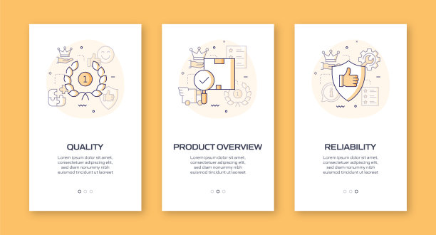 带有平面图标的移动应用页面屏幕。用户体验，用户界面设计模板矢量插图图片下载