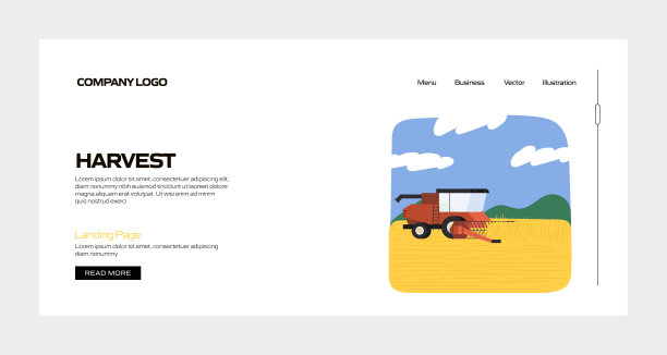 收获概念矢量插图登陆页面模板，网站横幅，广告和营销材料，在线广告，业务演示等。图片下载