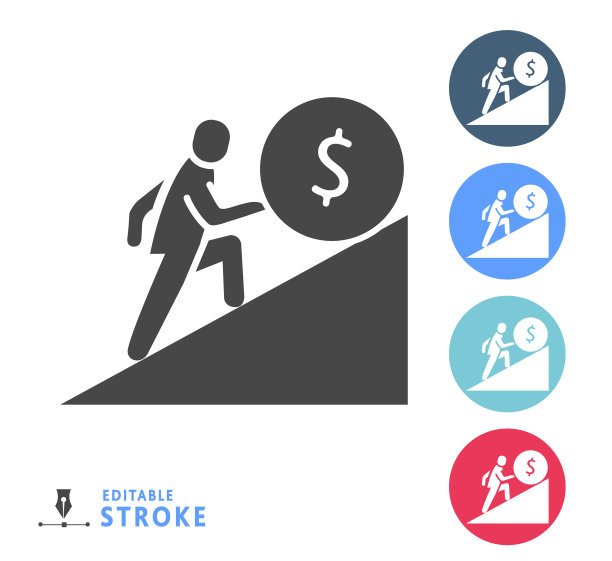 货币和银行增加利润颜色圈图标设置图片下载