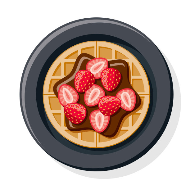 头顶上的巧克力草莓华夫饼图片下载