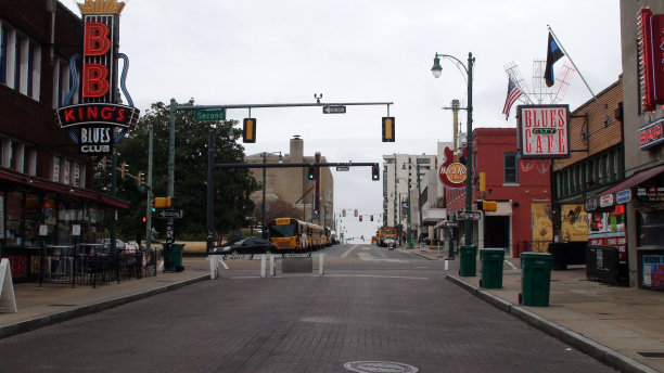 孟菲斯，比尔街，田纳西州，美国，购物区，校车，人民，零售商店图片下载