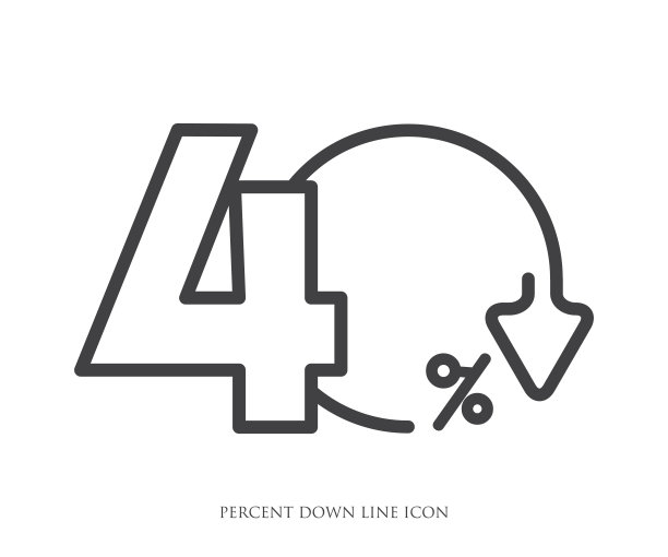 白色背景上的百分比下降线条图标，促销横幅模板设计，特价优惠横幅矢量图图片下载