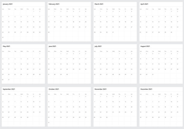 黑白简单水平2021年日历垫图片下载