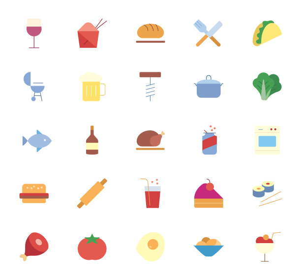 食物和饮料图标集图片下载
