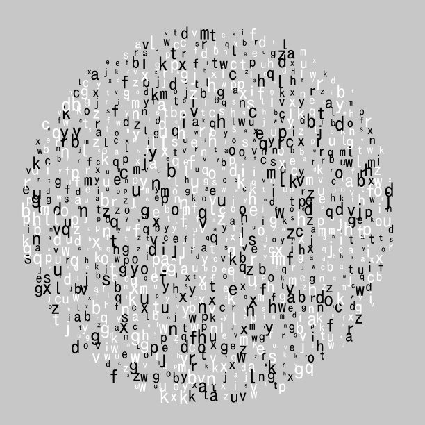 小的随机字母组成圆圈。图片下载