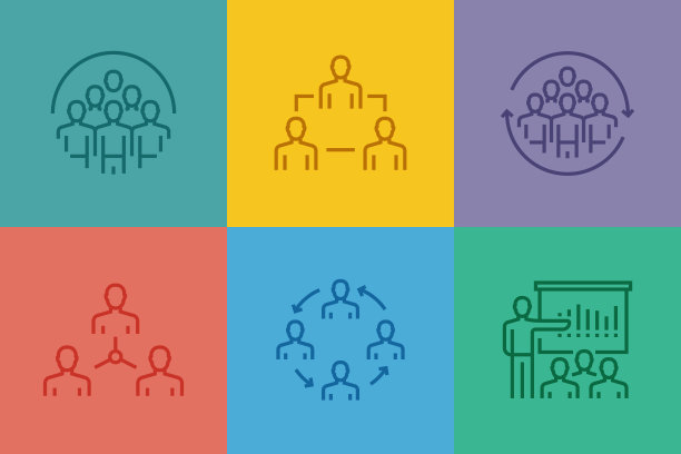 业务人员相关的线图标，轮廓向量符号插图。图片下载