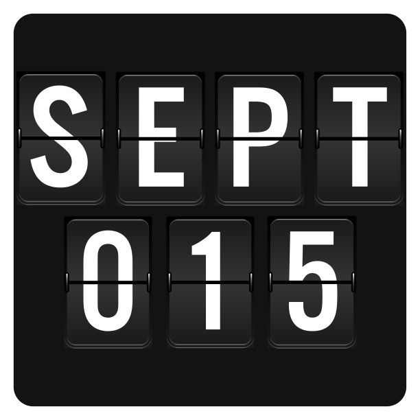9月15日-每日日历和黑色翻转记分板数字计时器与日期图片下载