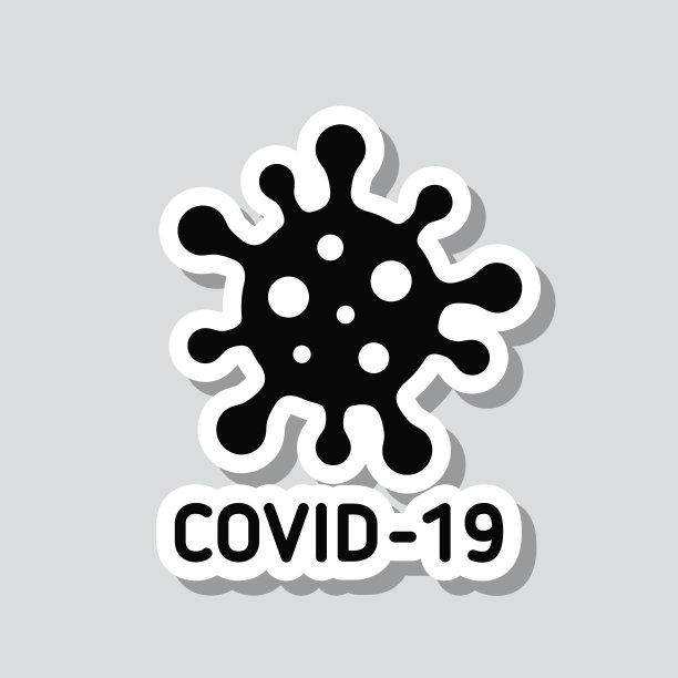 COVID-19细胞。灰色背景上的图标贴纸图片下载